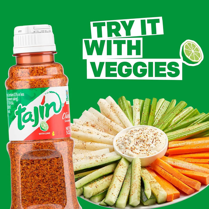 Tajín Clásico Salsa en Polvo, 142g. El sazonador mexicano por excelencia, hecho con chiles, zumo de lima y sal para aderezar ensaladas, frutas, guisos y cócteles. Tajin - presentacion