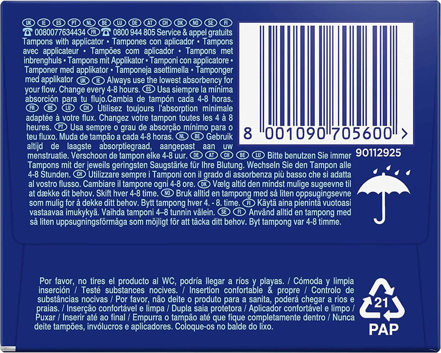 Tampax Compak Regular, 18 Tampones con Aplicador. Protección segura contra fugas para flujo ligero a medio, con aplicador compacto para una máxima discreción y comodidad. Tampax - extra