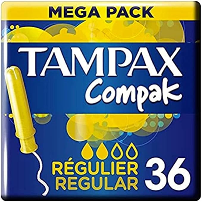 Tampax Compak Regular Tampones con Aplicador, 36 unidades. Protección antimanchas eficaz y discreta para flujo ligero a medio en un formato ahorro de larga duración. Tampax - extra
