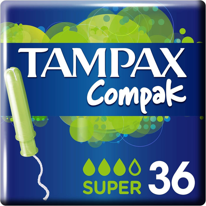 Tampax Compak Super Tampones con Aplicador Compacto (Formato 32 uds): La solución discreta y fiable para los días de flujo moderado a abundante, ahora en pack grande. Tampax - zoom