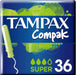 Tampax Compak Super Tampones con Aplicador Compacto (Formato 32 uds): La solución discreta y fiable para los días de flujo moderado a abundante, ahora en pack grande. Tampax - zoom