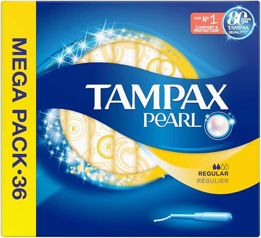 Tampax Pearl Regular Tampones con Aplicador (Formato Ahorro 36 uds): Protección antifugas superior y una inserción 5 veces más suave para una comodidad total. Tampax - frontal