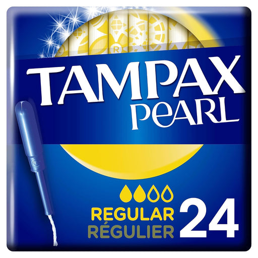 Tampax Pearl Regular Tampones con Aplicador (Pack 24 uds): Protección 3 en 1 para flujo ligero a moderado, con inserción 5 veces más suave y tecnología antifugas. Tampax - frontal