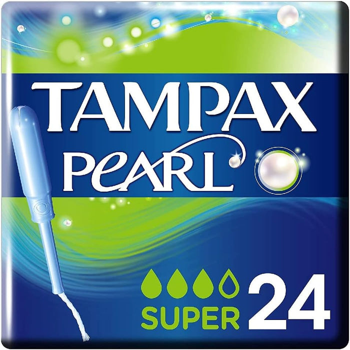 Tampax Pearl Super Tampones con Aplicador (Pack 24 uds): Protección 3 en 1 para flujo normal a abundante, con inserción suave y tecnología antifugas MotionFit. Tampax - zoom