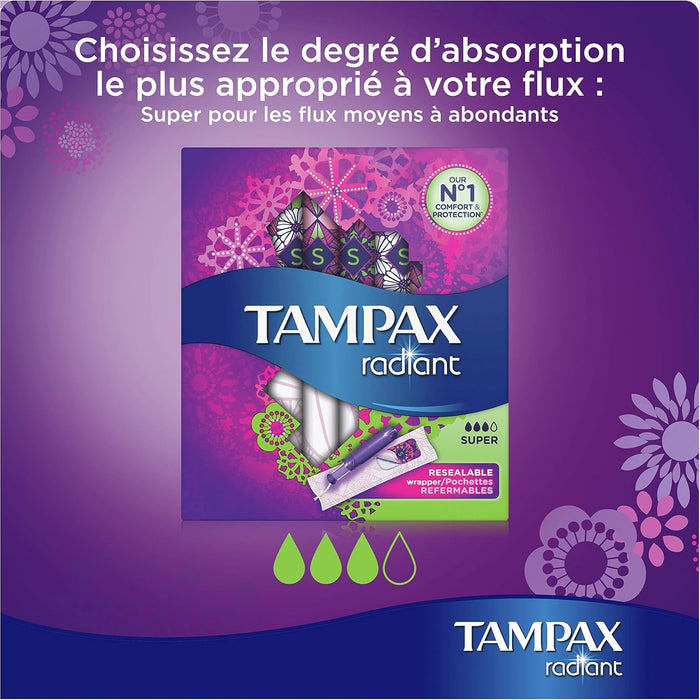 Tampax Platinum Super Tampones con Aplicador (16 uds): Disfruta de la combinación nº1 de confort, protección y discreción para flujo medio a abundante. Tampax - zoom