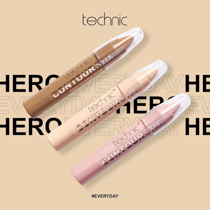 Technic Kit de 3 Barras de Contorno en Crema Contour Stix. Define, ilumina y corrige fácilmente con este set de 3 crayones para un contouring de acabado profesional. Technic - pack