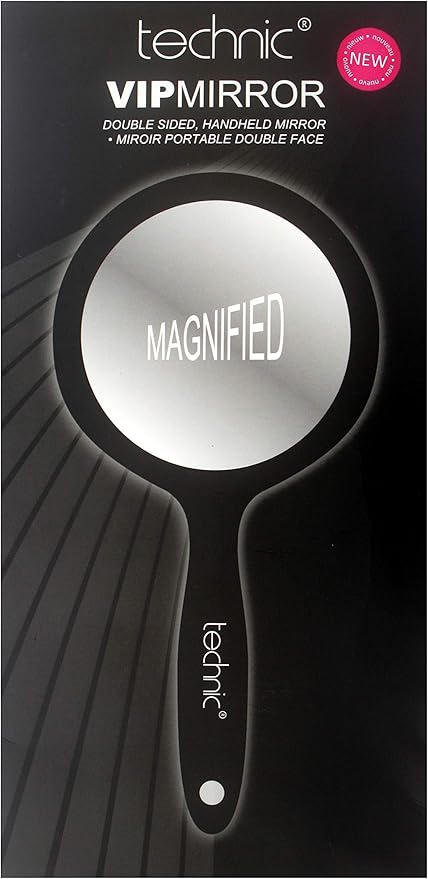 Technic VIP Espejo de Mano Doble Cara con Aumento. Un lado con visión normal y otro con magnificación para maquillaje de precisión y cuidado facial detallado. Technic - frontal