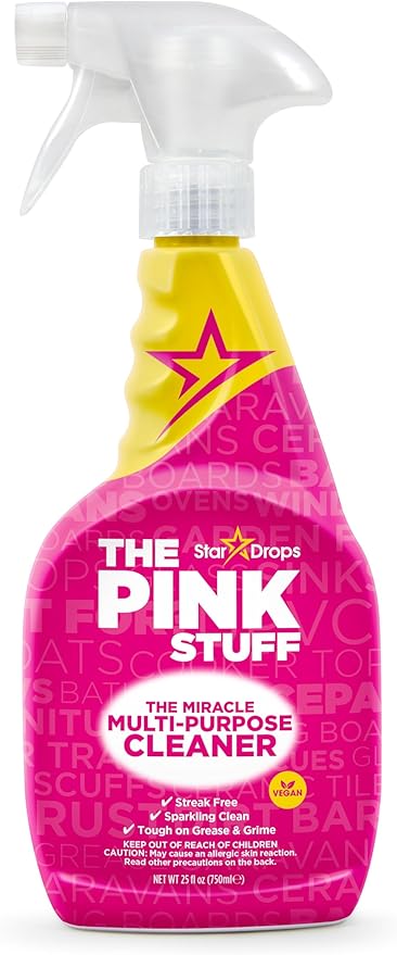 The Pink Stuff Miracle Spray Limpiador Multiusos de 750 ml. Potente limpiador para superficies duras, elimina grasa, manchas y suciedad, dejando un acabado brillante. The Pink Stuff - frontal