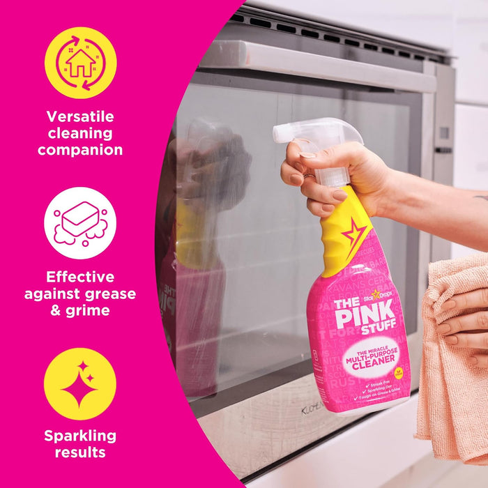 The Pink Stuff Miracle Spray Limpiador Multiusos de 750 ml. Potente limpiador para superficies duras, elimina grasa, manchas y suciedad, dejando un acabado brillante. The Pink Stuff - ingredientes