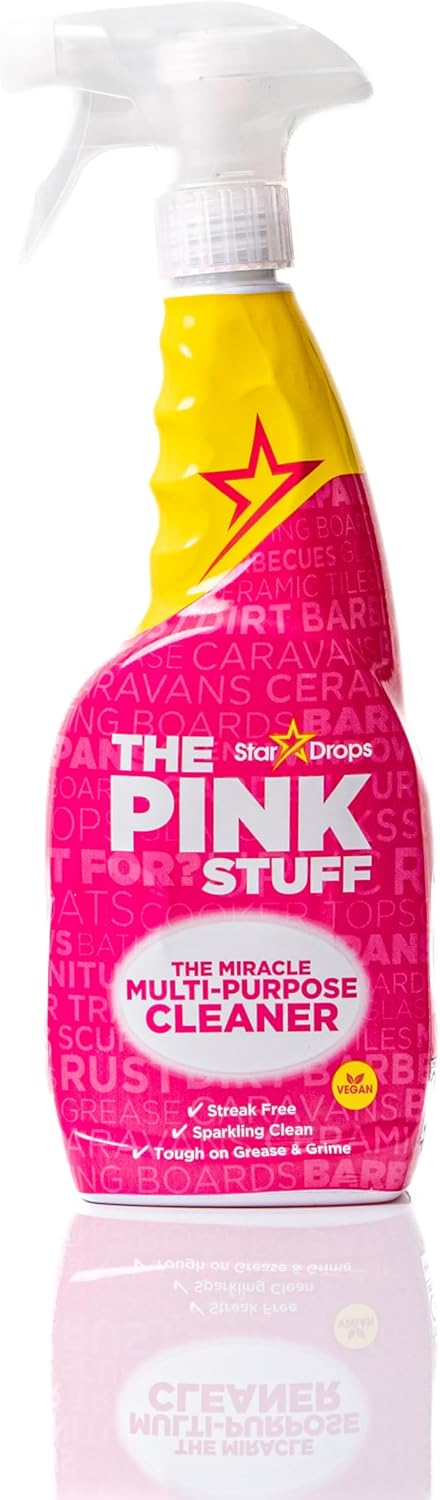 The Pink Stuff Miracle Spray Limpiador Multiusos de 750 ml. Potente limpiador para superficies duras, elimina grasa, manchas y suciedad, dejando un acabado brillante. The Pink Stuff - pack