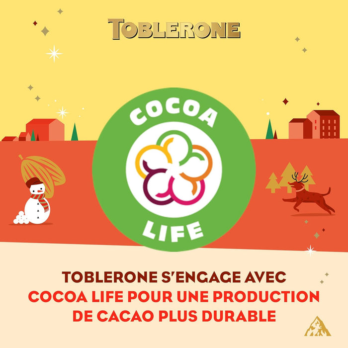 Calendario de Adviento Toblerone con 200g de chocolate suizo. Incluye una deliciosa selección de mini chocolatinas con miel y almendras para una Navidad triangularmente perfecta. Toblerone - uso