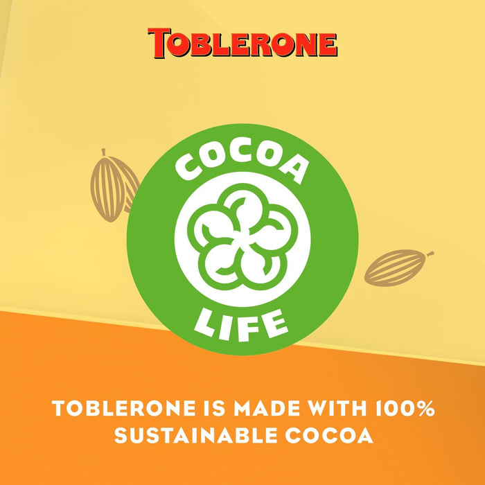 Toblerone Fruit & Nut, 400g. Chocolate con leche suizo con turrón de miel y almendras y pasas. La icónica barra triangular para compartir, regalar y disfrutar de una mezcla única. Toblerone - lateral