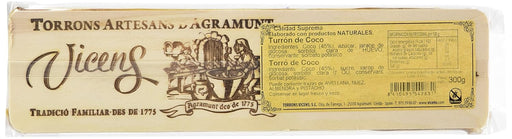 Torrons Vicens Turrón de Coco Artesano (300g): Disfruta del sabor exótico y la textura jugosa del auténtico turrón de coco elaborado de forma tradicional. Torrons Vicens - pack