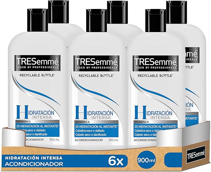 TRESemmé Acondicionador Hidratación Intensa, Pack de 6 x 900ml. Tratamiento de hidratación profunda para un cabello suave, brillante y con calidad de salón, formato ahorro. Tresemmé - frontal