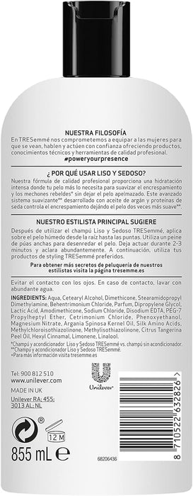 TRESemmé Acondicionador Liso y Sedoso (Pack Ahorro 6x855ml): El tratamiento definitivo para un cabello suave, hidratado, sin encrespamiento y fácil de peinar. Tresemmé - detalle