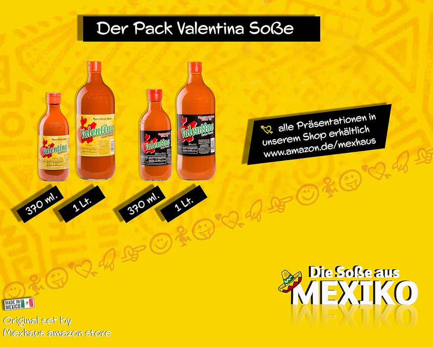 Salsa Valentina Picante Clásica Etiqueta Roja (Pack 2x370ml): El dúo imprescindible del auténtico sabor mexicano, con el toque justo de picante para disfrutar a diario. Valentina - extra