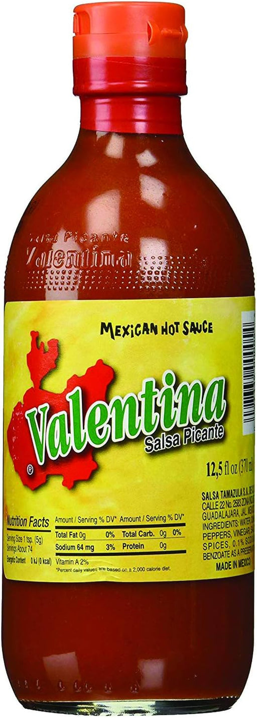 Valentina Salsa Picante Original de México (Botella 370g): El condimento mexicano por excelencia, con el auténtico sabor de chiles puya y serrano. Valentina - frontal