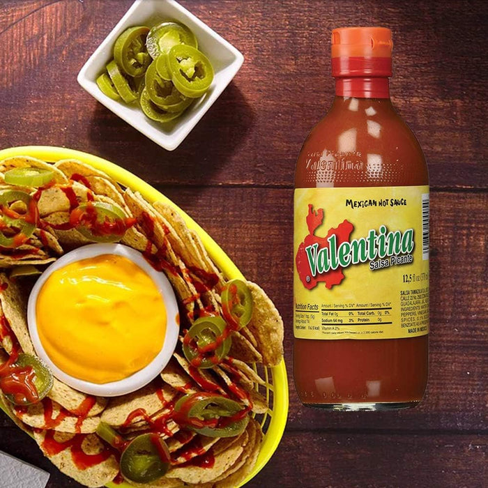 Valentina Salsa Picante Original de México (Botella 370g): El condimento mexicano por excelencia, con el auténtico sabor de chiles puya y serrano. Valentina - lateral