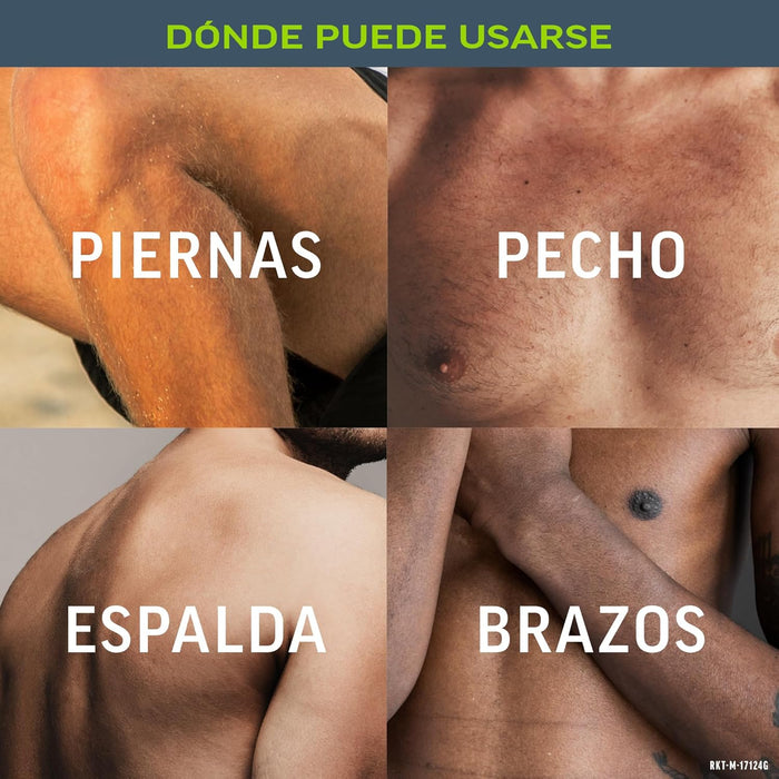 Veet Men Crema Depilatoria Corporal para Ducha, 150 ml. Para piel normal, elimina el vello de forma rápida y eficaz en espalda, pecho, brazos y piernas, hidratando la piel. Veet - ingredientes