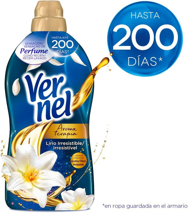 Vernel Aromaterapia Suavizante Lirio y Aceite de Jazmín (Pack 8x57 Lavados): Sumérgete en una fragancia floral y relajante que dura semanas en tu ropa. Vernel - ingredientes