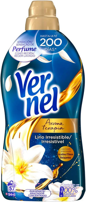 Vernel Aromaterapia Suavizante Lirio y Aceite de Jazmín (Pack 8x57 Lavados): Sumérgete en una fragancia floral y relajante que dura semanas en tu ropa. Vernel - pack
