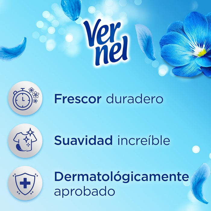 Vernel Suavizante Cielo Azul (Mega Pack 8x57 Lavados): Disfruta de un total de 456 lavados de suavidad increíble y un frescor que dura hasta 200 días. Vernel - detalle