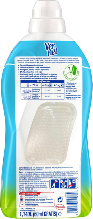 Vernel Suavizante Cielo Azul (Mega Pack 8x57 Lavados): Disfruta de un total de 456 lavados de suavidad increíble y un frescor que dura hasta 200 días. Vernel - presentacion