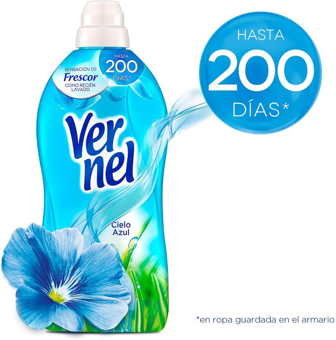 Vernel Suavizante Cielo Azul (Mega Pack 8x57 Lavados): Disfruta de un total de 456 lavados de suavidad increíble y un frescor que dura hasta 200 días. Vernel - zoom