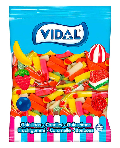 Vidal Golosinas Dedos Surtidos (Bolsa 1,5Kg): El clásico caramelo de goma con sabor a frutas y sin gluten, en un formato de 250 unidades para tus fiestas. Vidal - frontal