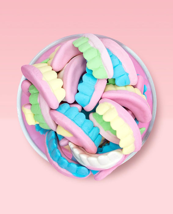 Vidal Golosinas Dentaduras Sabor Frambuesa (Bolsa 250 uds): El divertido caramelo de goma sin gluten, ideal para fiestas, Halloween y mesas dulces. Vidal - lateral