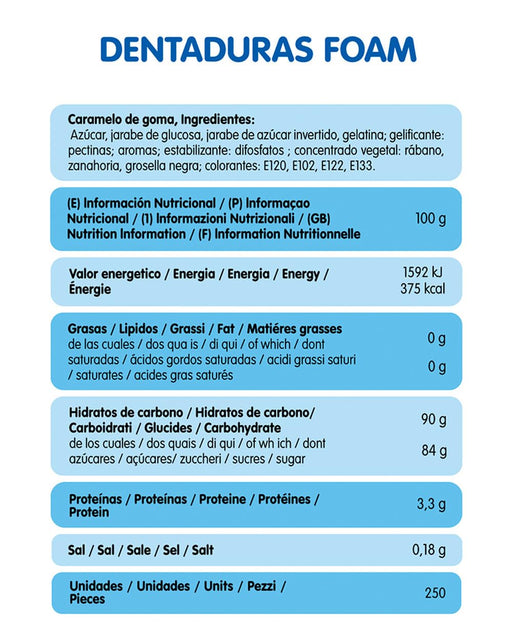 Vidal Golosinas Dentaduras Sabor Frambuesa (Bolsa 250 uds): El divertido caramelo de goma sin gluten, ideal para fiestas, Halloween y mesas dulces. Vidal - pack