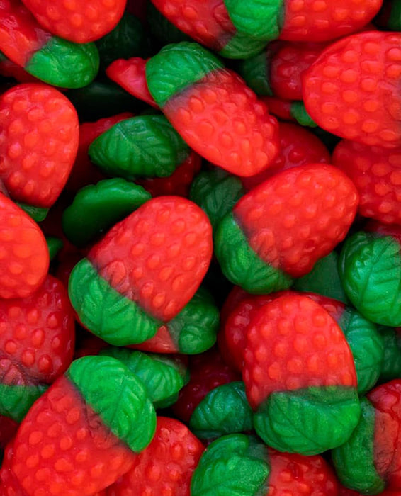 Vidal Golosinas Fresas Silvestres (Bolsa 1kg): Disfruta del clásico caramelo de goma con forma y sabor a fresa, una chuche tierna y deliciosa sin gluten. Vidal - detalle