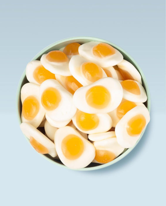 Vidal Golosinas Huevos Fritos (Bolsa 1kg): La icónica gominola con sabor a nata y textura esponjosa, sin gluten y sin grasa, en formato grande de 167 unidades. Vidal - lateral