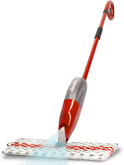 Vileda 1-2 Spray MAX, Mopa con Spray y Botella de 650ml. Friega sin cubo y elimina el 99% de las bacterias solo con agua. Recambio de microfibra reutilizable. Vileda - frontal