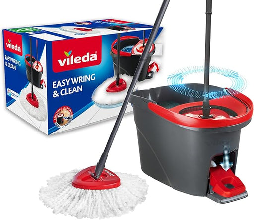 Vileda Easy Wring & Clean, Sistema de Limpieza Completo con Cubo a Pedal y Fregona Giratoria 2 en 1. La solución definitiva para un fregado cómodo y sin salpicaduras. Vileda - frontal