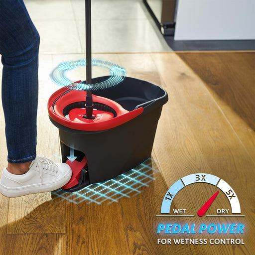 Vileda Easy Wring & Clean, Sistema de Limpieza Completo con Cubo a Pedal y Fregona Giratoria 2 en 1. La solución definitiva para un fregado cómodo y sin salpicaduras. Vileda - pack