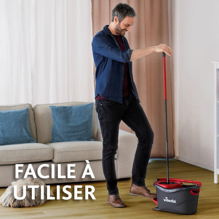 Vileda Easy Wring & Clean, Sistema de Limpieza Completo con Cubo a Pedal y Fregona Giratoria 2 en 1. La solución definitiva para un fregado cómodo y sin salpicaduras. Vileda - zoom