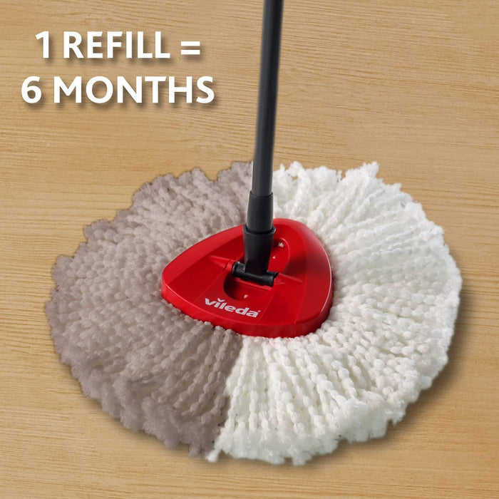 Vileda Turbo Classic Recambio de Fregona, Pack de 2 cabezales. Mopa de microfibra súper absorbente y eficaz contra la grasa, con diseño triangular para una limpieza total. Vileda - detalle