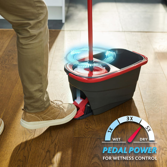 Vileda Turbo Smart, Sistema de Fregado con Cubo y Pedal. Fregona giratoria con escurrido fácil por centrifugado, cabezal de microfibra y mango de 3 piezas. Vileda - detalle