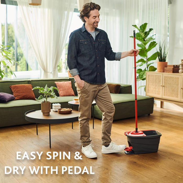 Vileda Turbo Smart, Sistema de Fregado con Cubo y Pedal. Fregona giratoria con escurrido fácil por centrifugado, cabezal de microfibra y mango de 3 piezas. Vileda - ingredientes