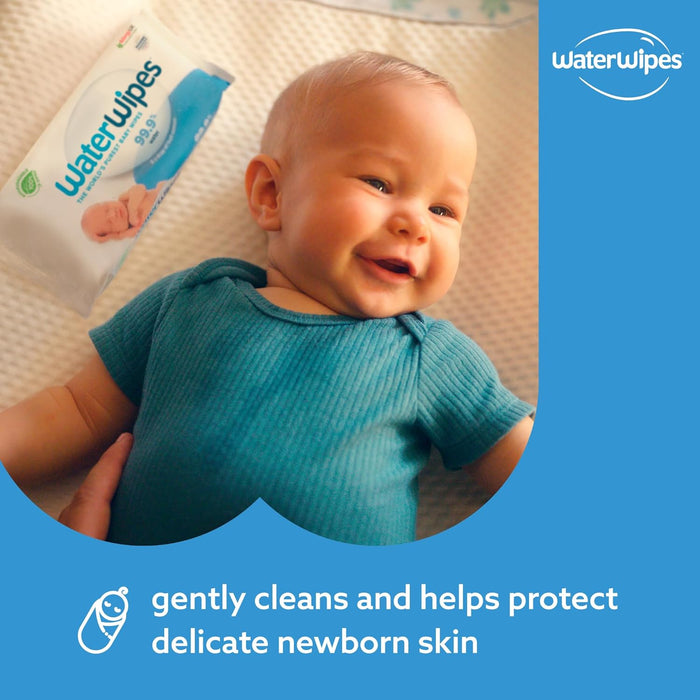 WaterWipes Toallitas Húmedas para Bebé (Pack 12x60, 720 uds): Las toallitas originales sin plástico, con 99,9% de agua y un toque de extracto de fruta para pieles sensibles. Waterwipes - ingredientes