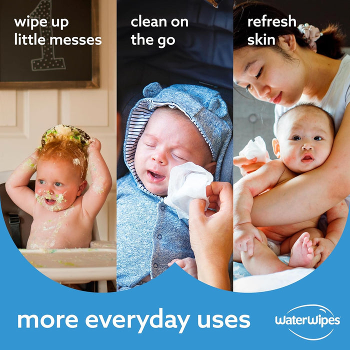 WaterWipes Toallitas Húmedas para Bebé (Pack 12x60, 720 uds): Las toallitas originales sin plástico, con 99,9% de agua y un toque de extracto de fruta para pieles sensibles. Waterwipes - lateral